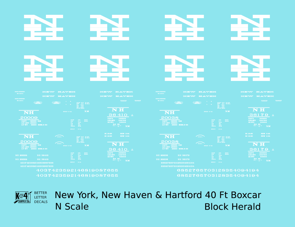 New York, New Haven, and Hartford 40 Ft Boxcar White Block Lettering