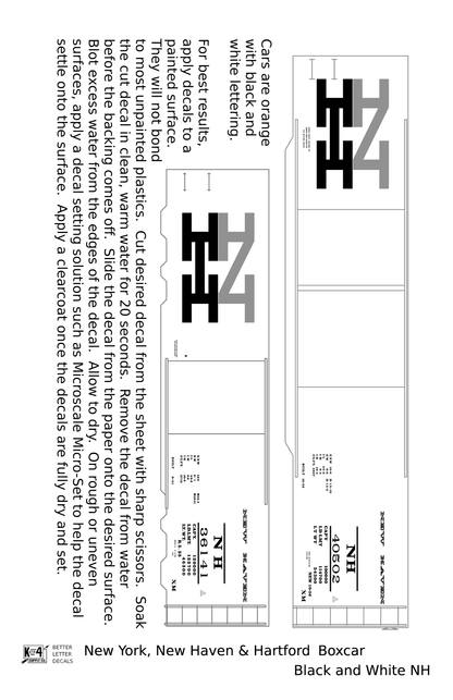 New York, New Haven, and Hartford 40 / 50 Ft Boxcar Black and White