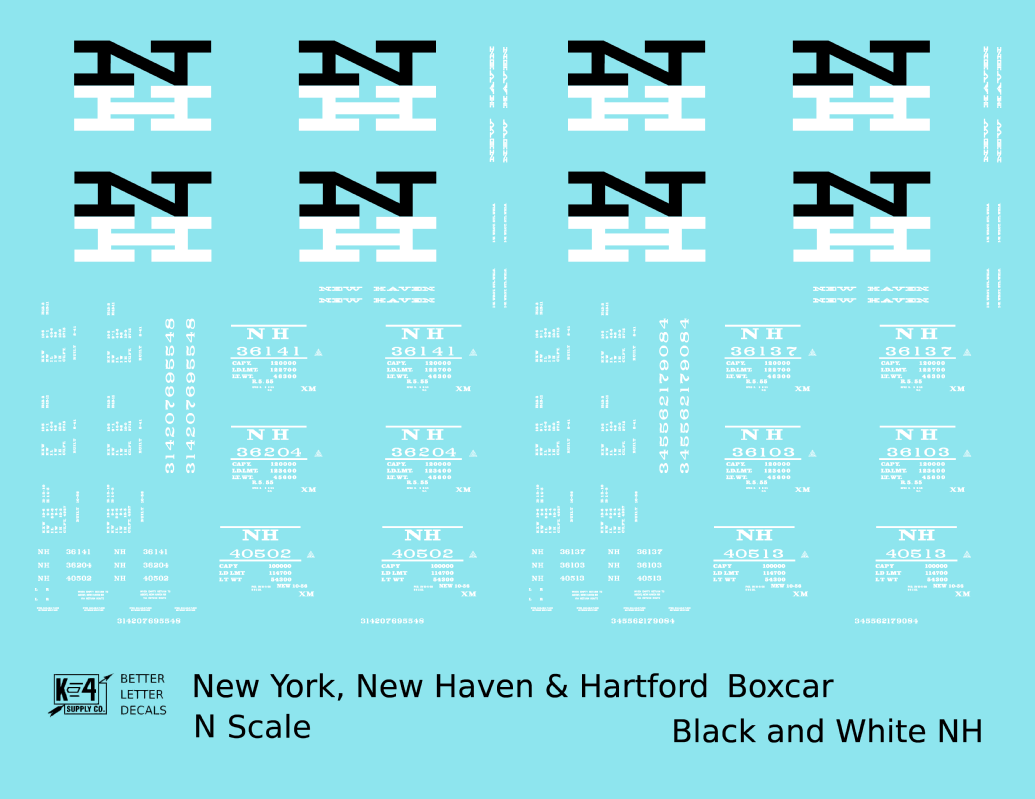 New York, New Haven, and Hartford 40 / 50 Ft Boxcar Black and White