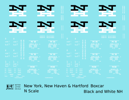 New York, New Haven, and Hartford 40 / 50 Ft Boxcar Black and White