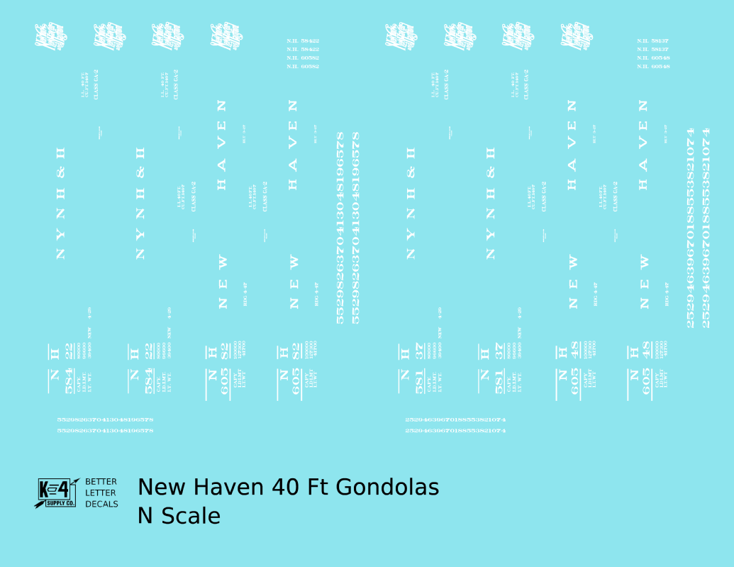 New York, New Haven & Hartford 40 Ft Gondola White Basic Scheme