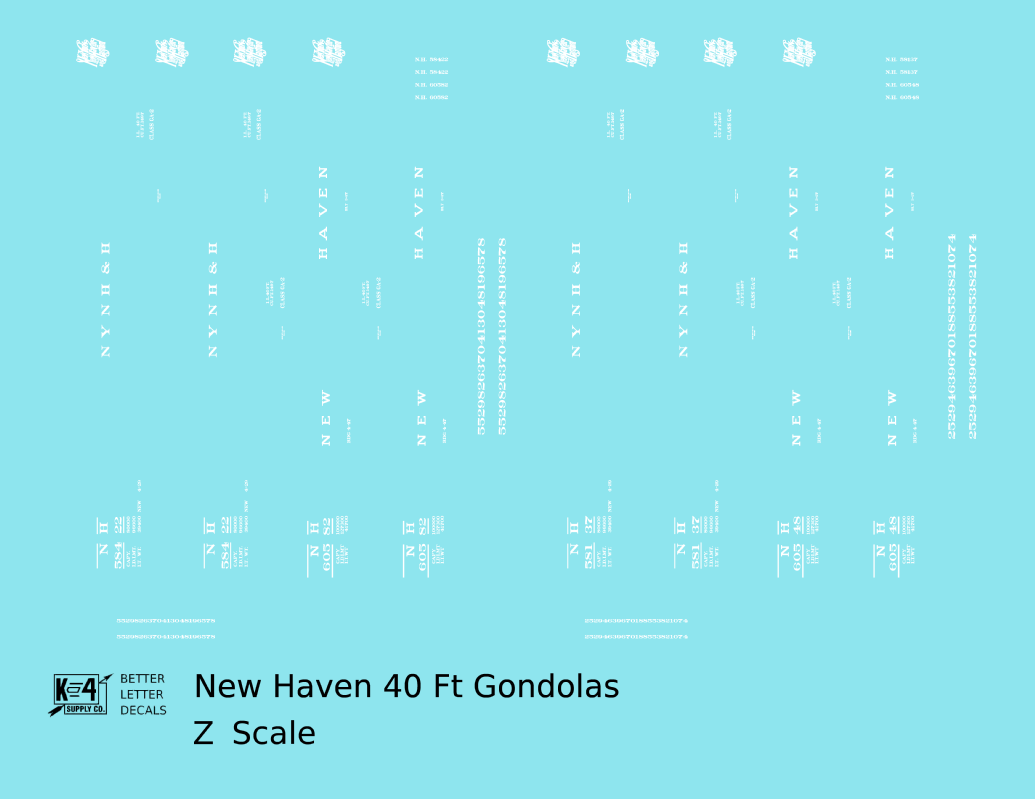 New York, New Haven & Hartford 40 Ft Gondola White Basic Scheme