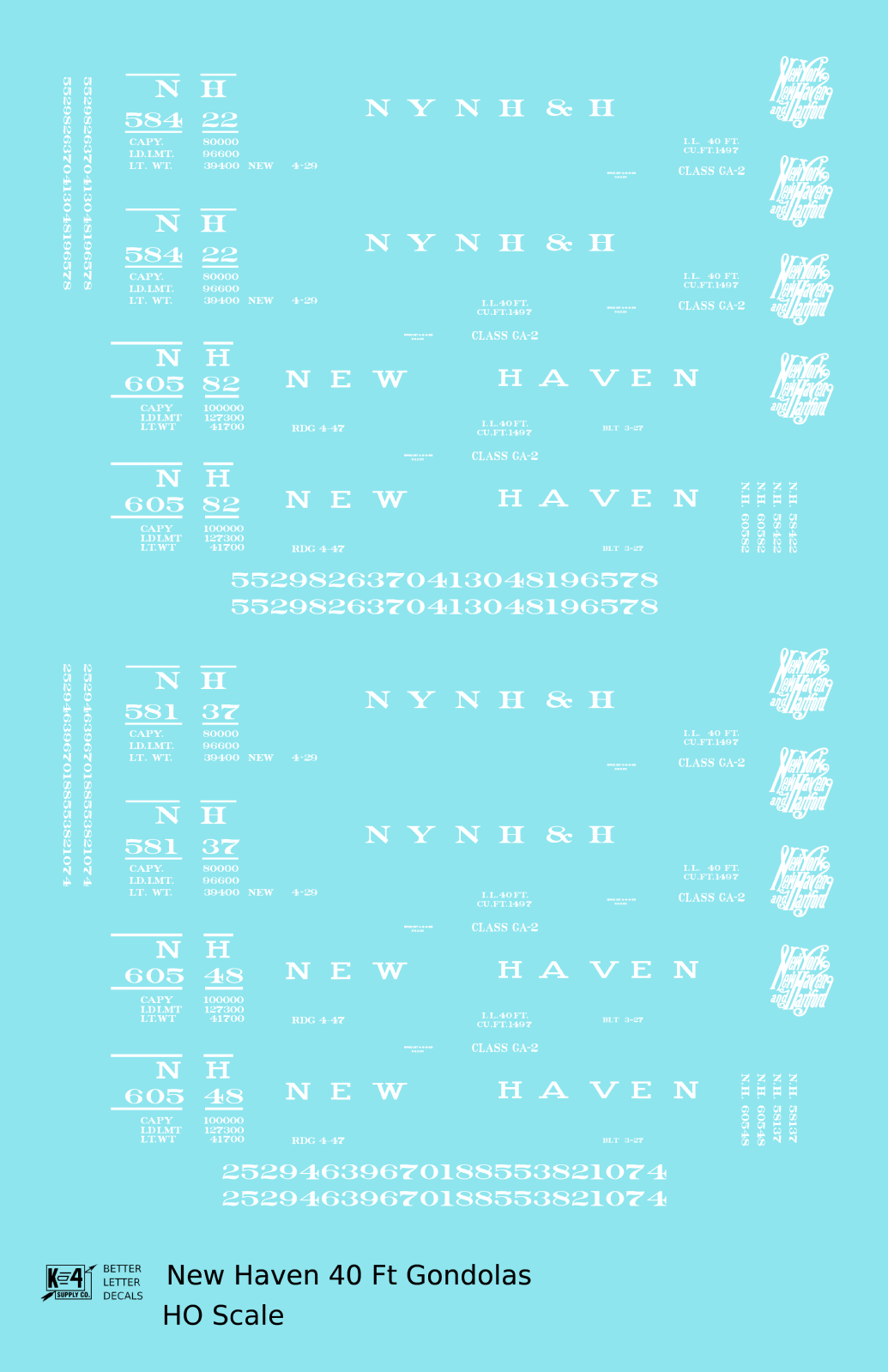 New York, New Haven & Hartford 40 Ft Gondola White Basic Scheme