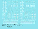New York, New Haven, and Hartford Ribbed Twin Hopper White HM HM1 HM2 Classes - Decal - Choose Scale