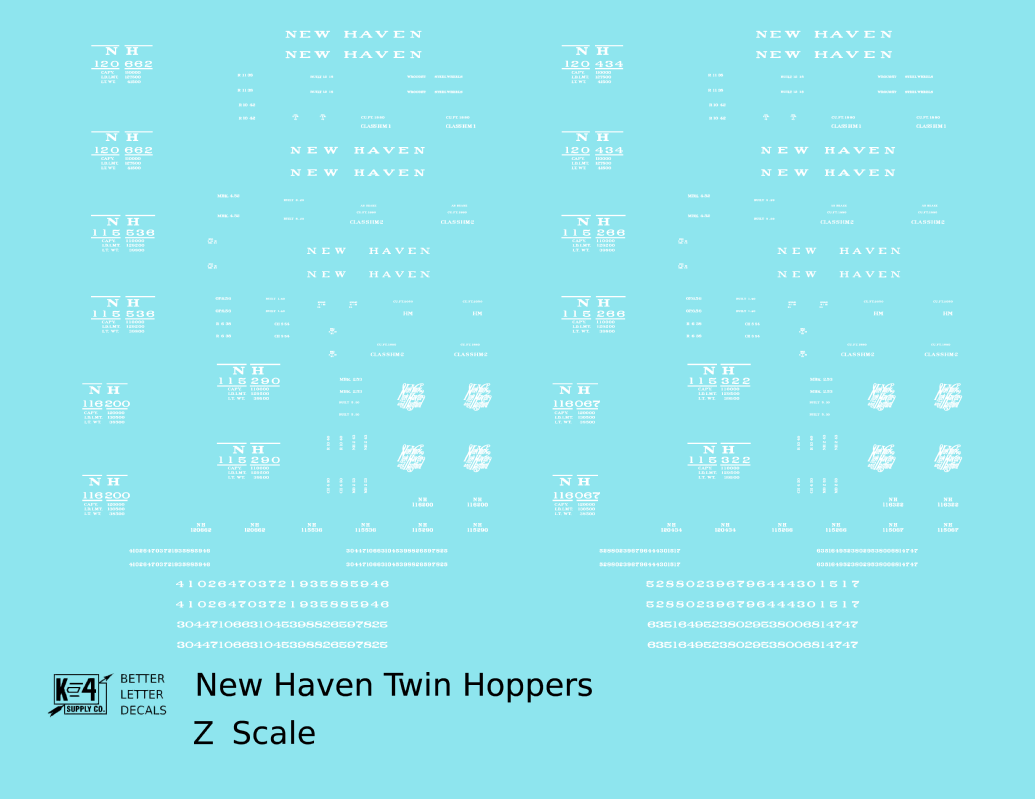 New York, New Haven, and Hartford Ribbed Twin Hopper White HM HM1 HM2 Classes