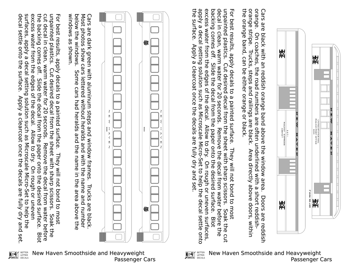 New York, New Haven, and Hartford Heavyweight/Smoothside Passenger Cars White  - Decal