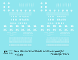 New York, New Haven, and Hartford Heavyweight/Smoothside Passenger Cars White  - Decal - Choose Scale