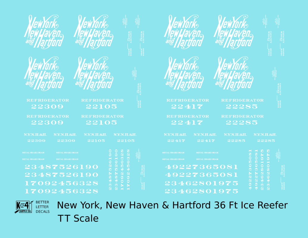 New York New Haven & Hartford 36 Ft Wood Ice Reefer Script Logo