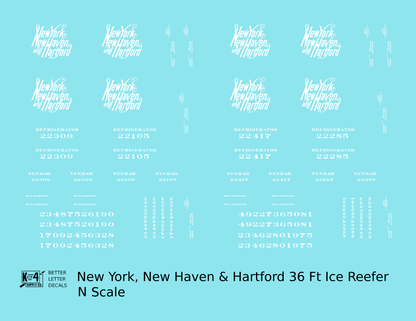 New York New Haven & Hartford 36 Ft Wood Ice Reefer Script Logo