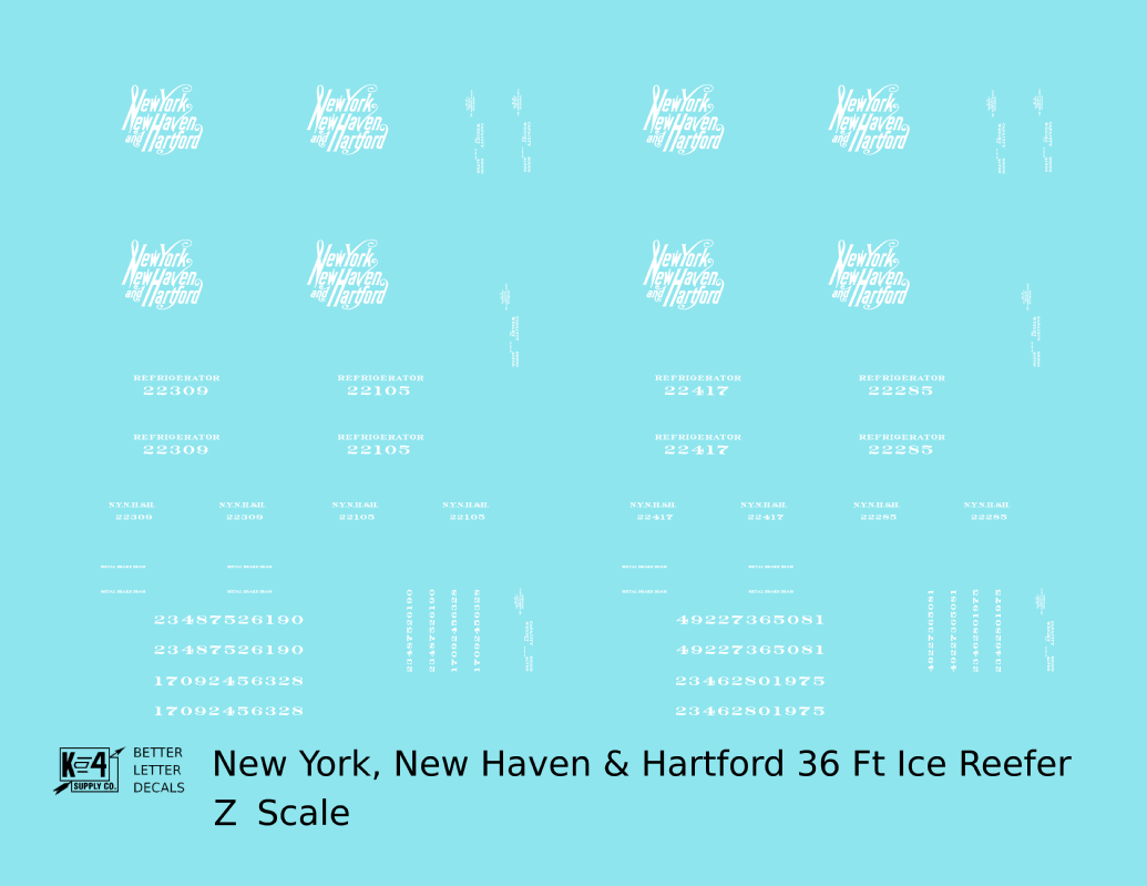 New York New Haven & Hartford 36 Ft Wood Ice Reefer Script Logo