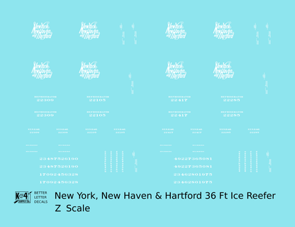 New York New Haven & Hartford 36 Ft Wood Ice Reefer Script Logo