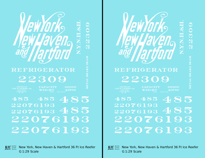 New York New Haven & Hartford 36 Ft Wood Ice Reefer Script Logo