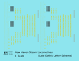 New York, New Haven, and Hartford Steam Locomotive Yellow Block Letter - Decal - Choose Scale
