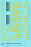 New York, New Haven, and Hartford Steam Locomotive Yellow Block Letter - Decal - Choose Scale