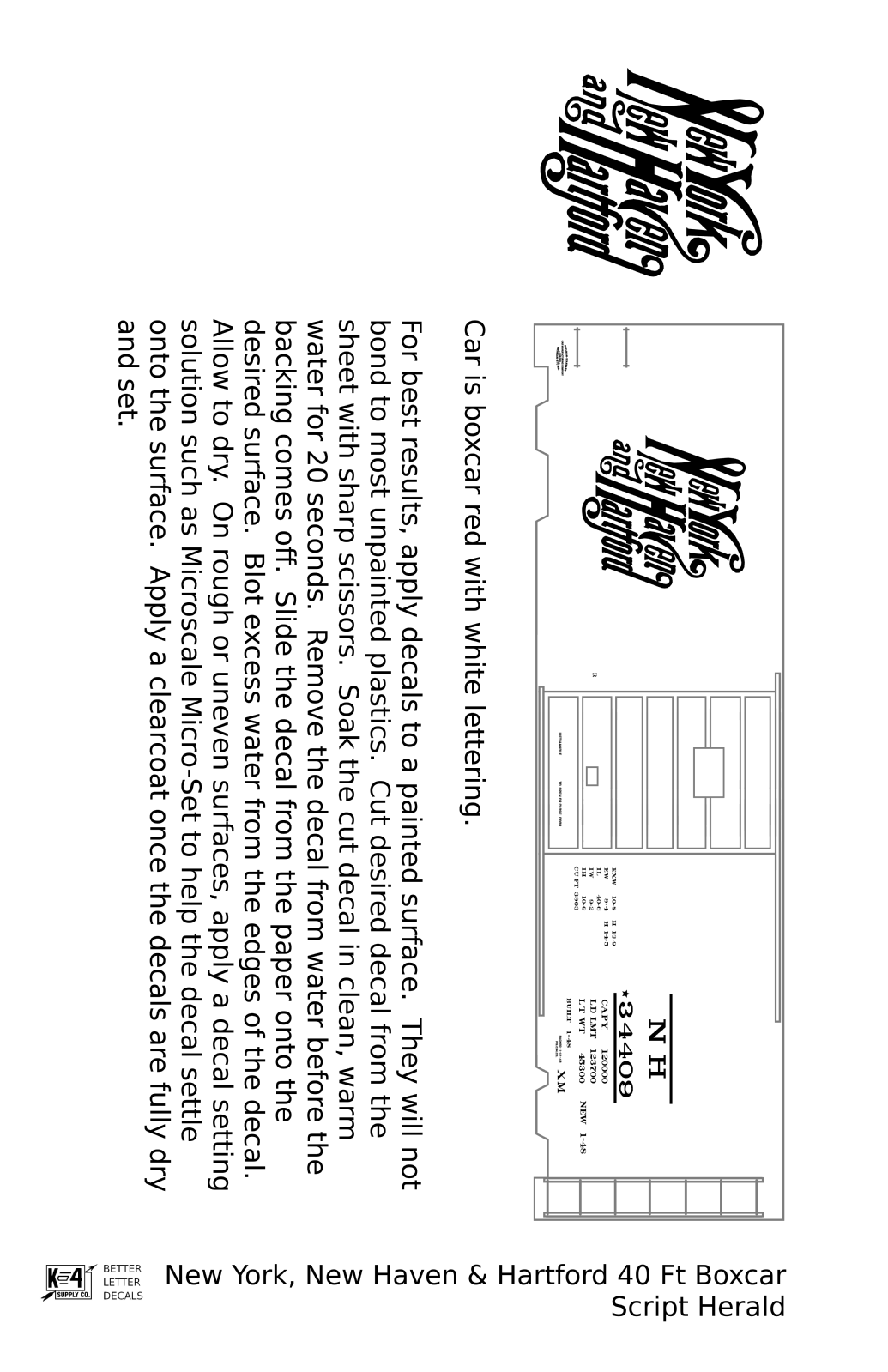 New Haven 40 Ft Boxcar White Script Logo