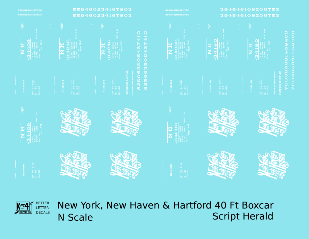 New Haven 40 Ft Boxcar White Script Logo