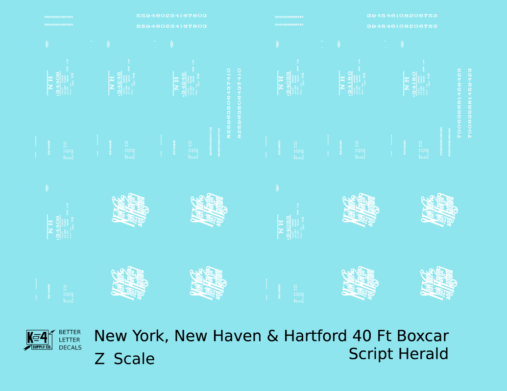New Haven 40 Ft Boxcar White Script Logo