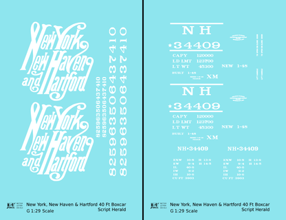 New Haven 40 Ft Boxcar White Script Logo
