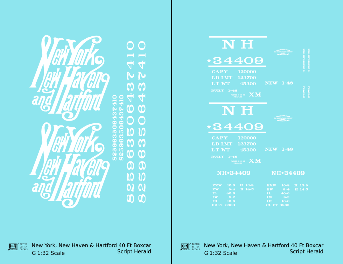 New Haven 40 Ft Boxcar White Script Logo