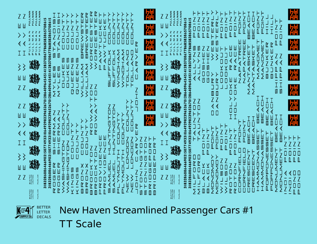New York, New Haven, and Hartford Streamlined Passenger Cars Black and Orange #1