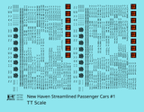 New York, New Haven, and Hartford Streamlined Passenger Cars Black and Orange #1 - Decal - Choose Scale