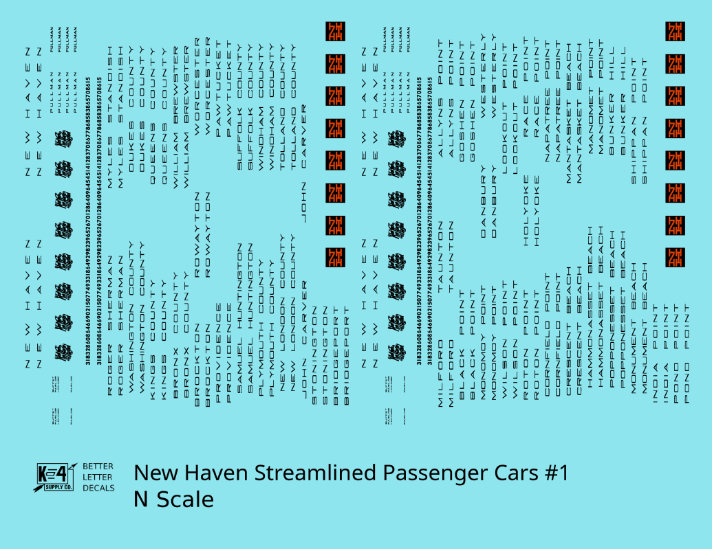New York, New Haven, and Hartford Streamlined Passenger Cars Black and Orange #1