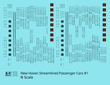 New York, New Haven, and Hartford Streamlined Passenger Cars Black and Orange #1 - Decal - Choose Scale