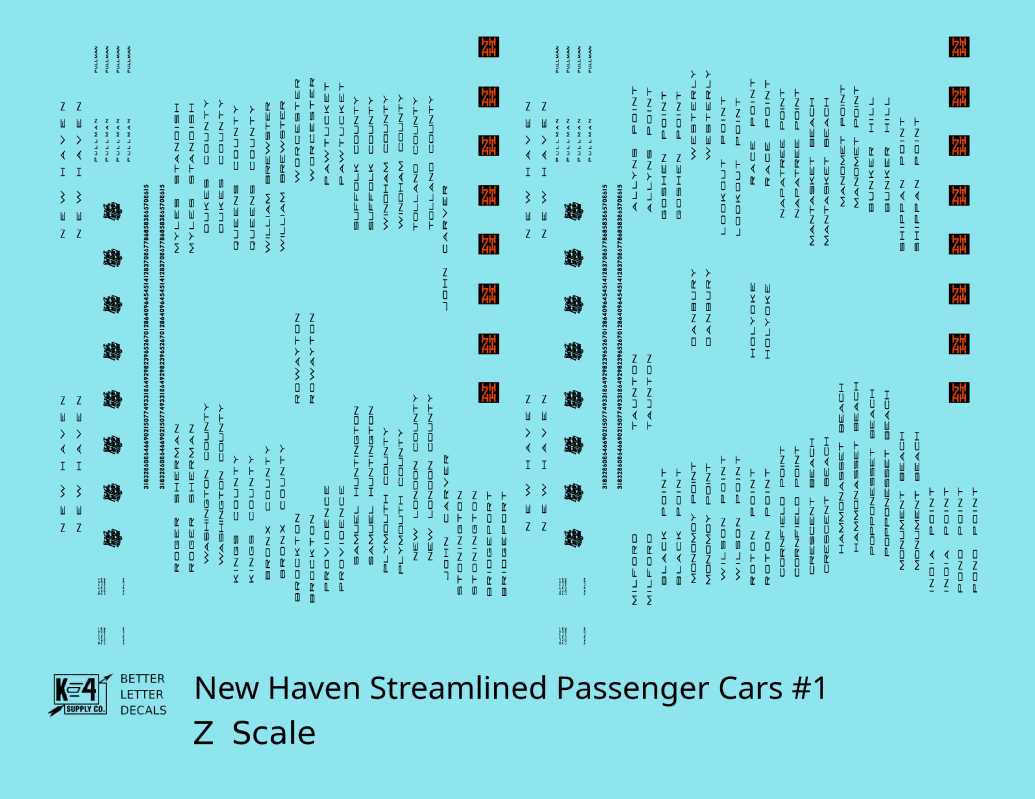 New York, New Haven, and Hartford Streamlined Passenger Cars Black and Orange #1