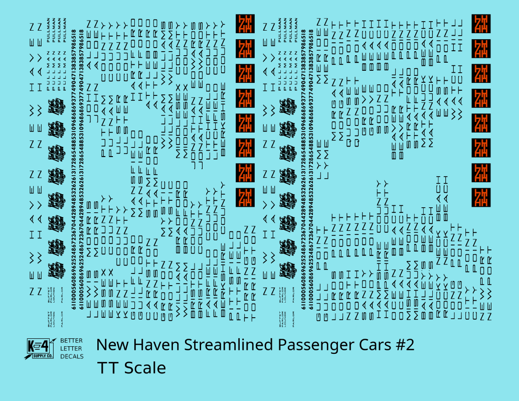 New York, New Haven, and Hartford Streamlined Passenger Cars Black and Orange #2