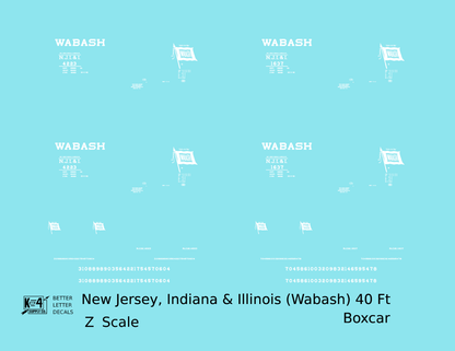 New Jersey, Indiana, & Illinois (Wabash) 40 Ft Boxcar White