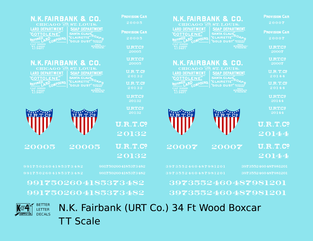 NK Fairbank URT Co. 34 Ft Wood Boxcar White Billboard