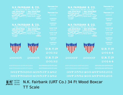 NK Fairbank URT Co. 34 Ft Wood Boxcar White Billboard