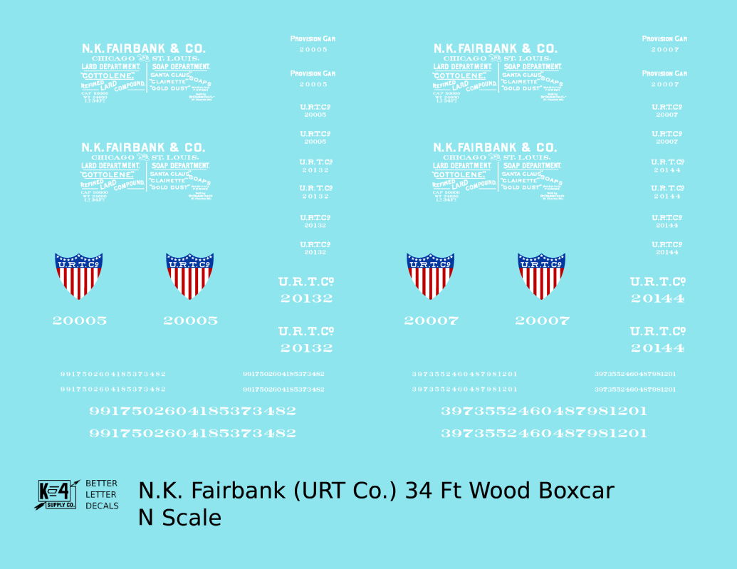 NK Fairbank URT Co. 34 Ft Wood Boxcar White Billboard