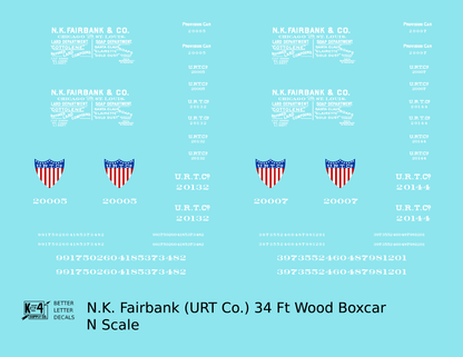 NK Fairbank URT Co. 34 Ft Wood Boxcar White Billboard