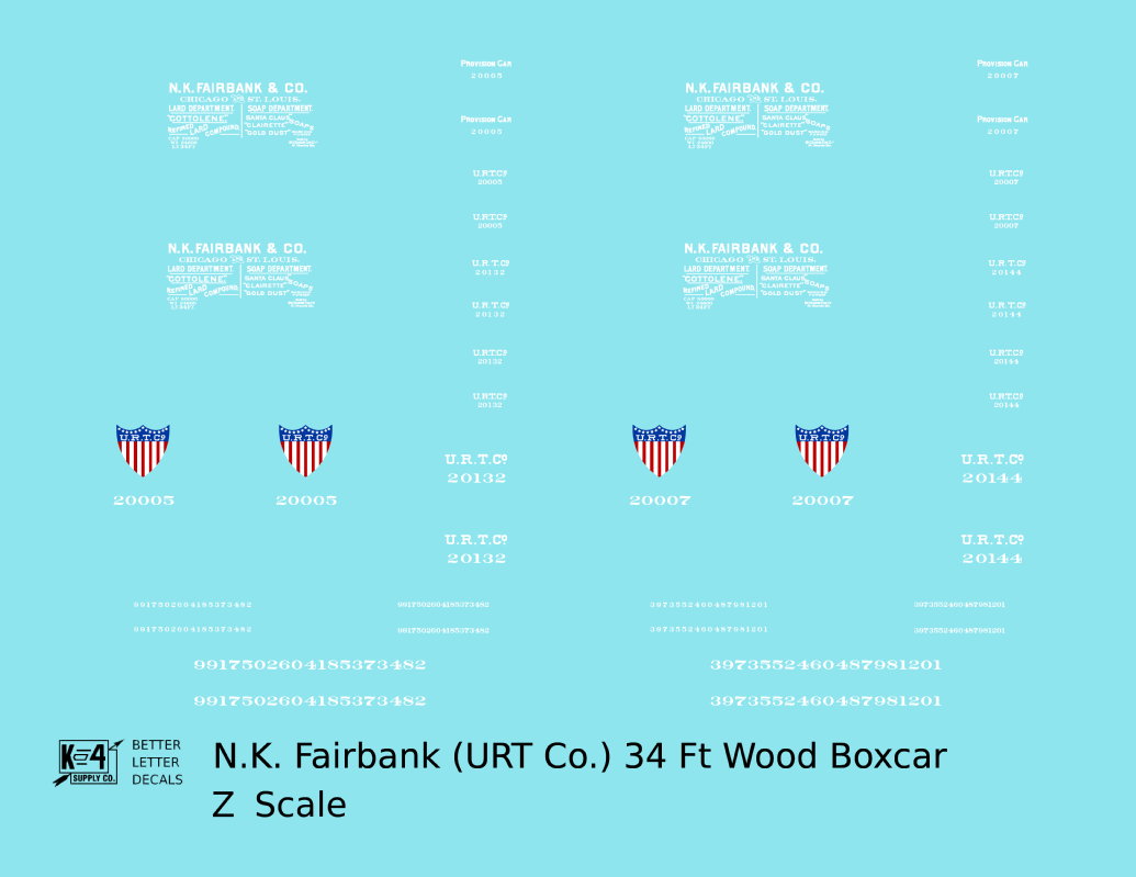 NK Fairbank URT Co. 34 Ft Wood Boxcar White Billboard