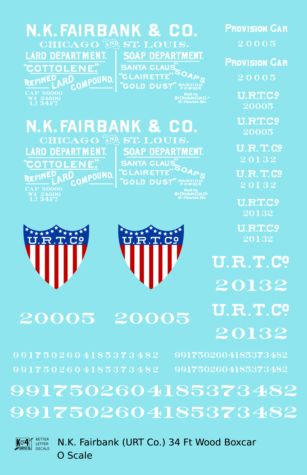 NK Fairbank URT Co. 34 Ft Wood Boxcar White Billboard