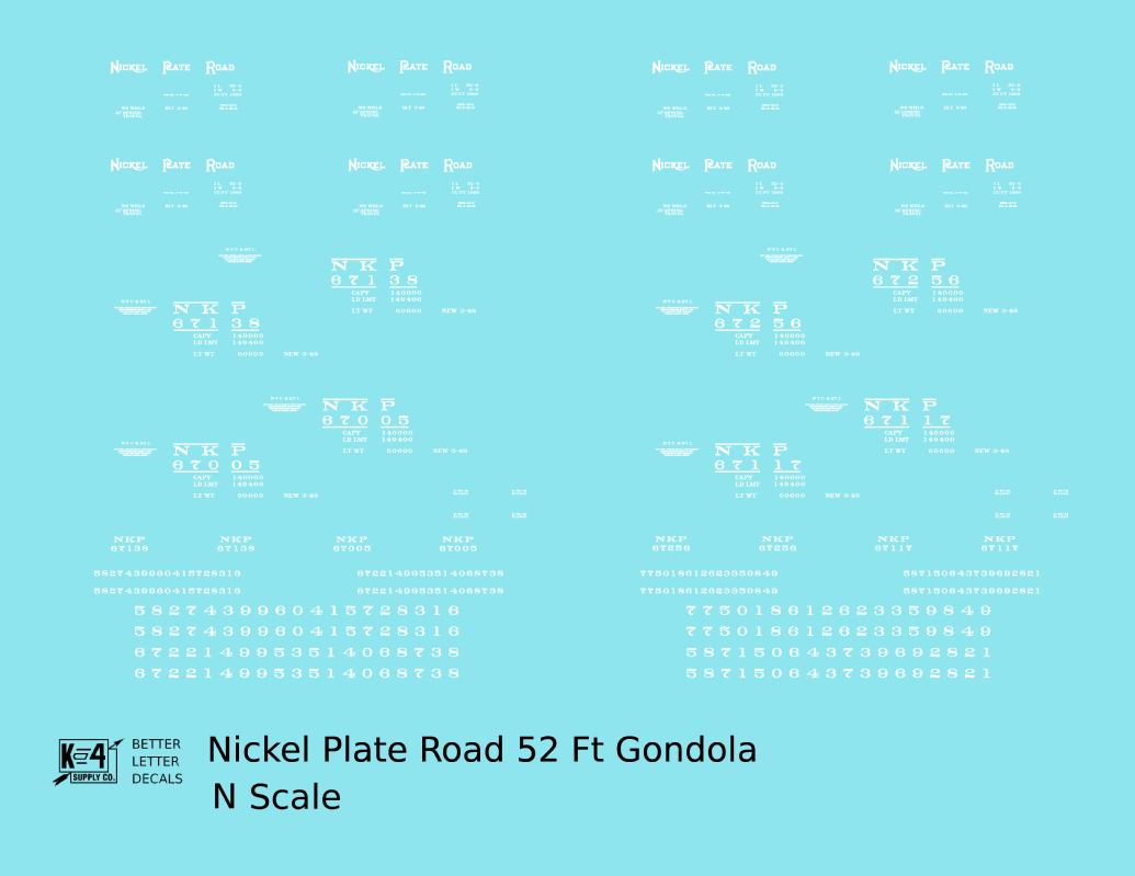 Nickel Plate Road 52 Ft Gondola White NKP