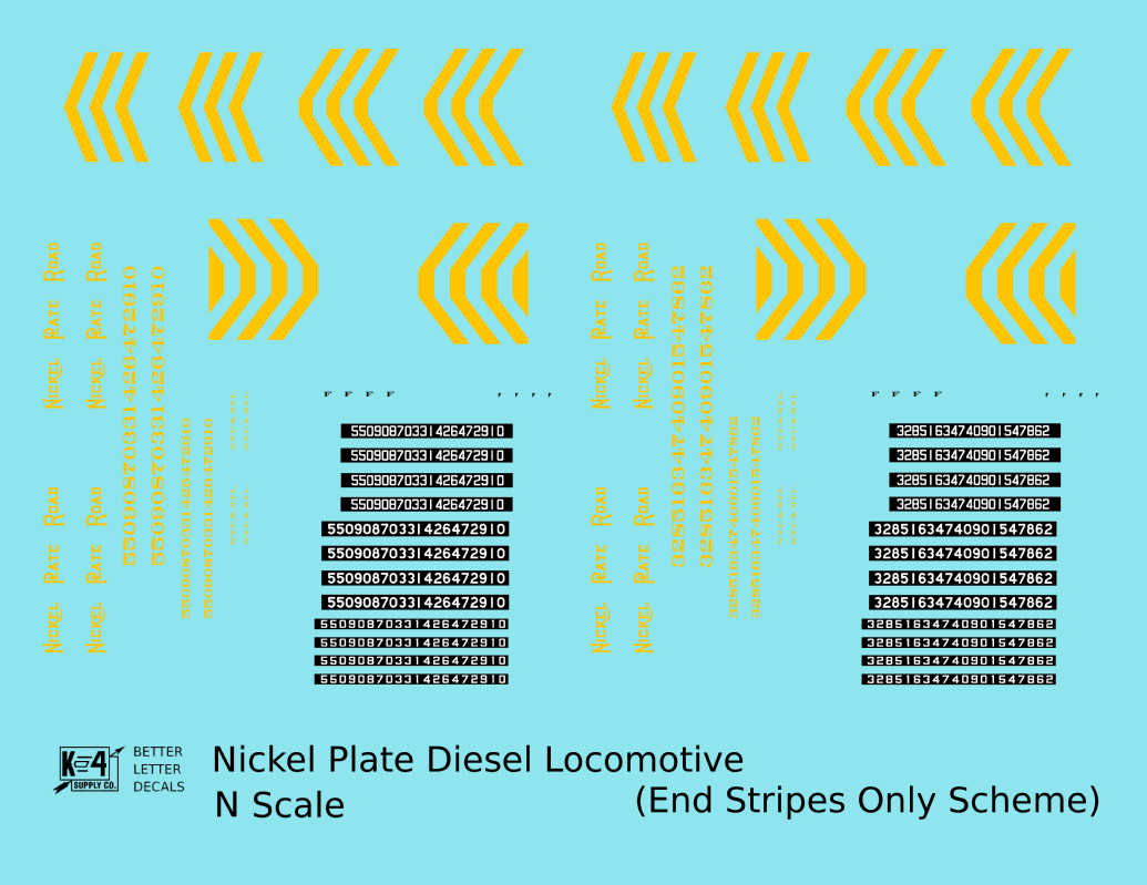 Nickel Plate Road Diesel Locomotive Yellow Simplified Scheme