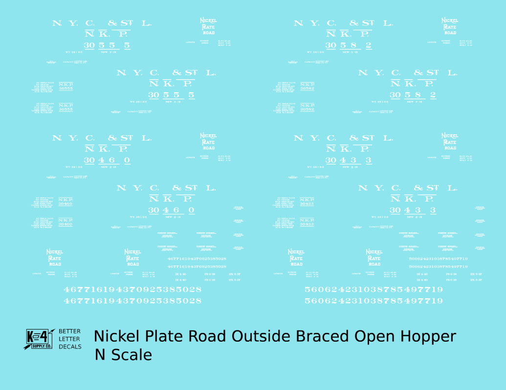 Nickel Plate Road Outside Braced Hopper White