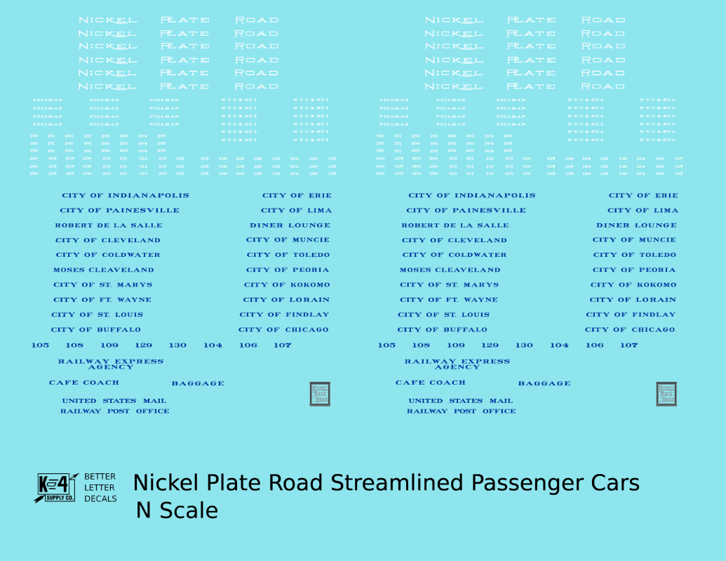 Nickel Plate Road Streamlined Passenger Car Blue and White