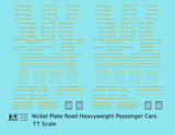 Nickel Plate Road Heavyweight Passenger Cars Dulux Gold  - Decal - Choose Scale
