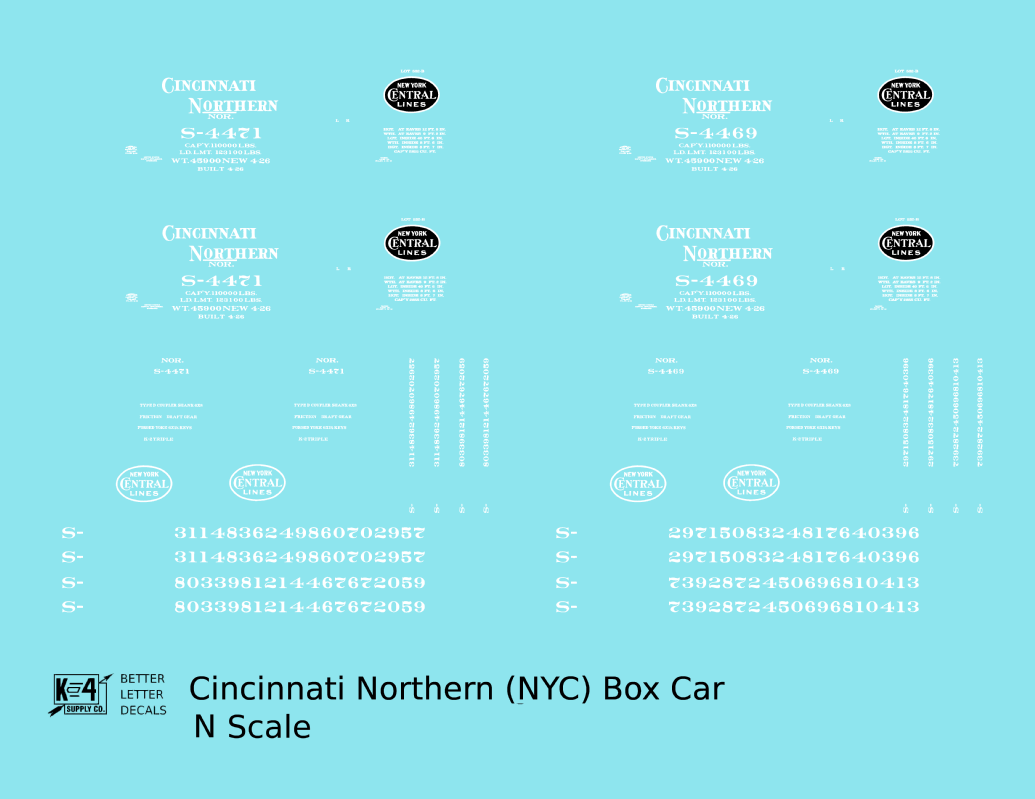 Cincinnati Northern 40 Ft Boxcar White New York Central
