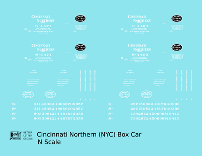 Cincinnati Northern 40 Ft Boxcar White New York Central