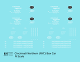 Cincinnati Northern 40 Ft Boxcar White New York Central