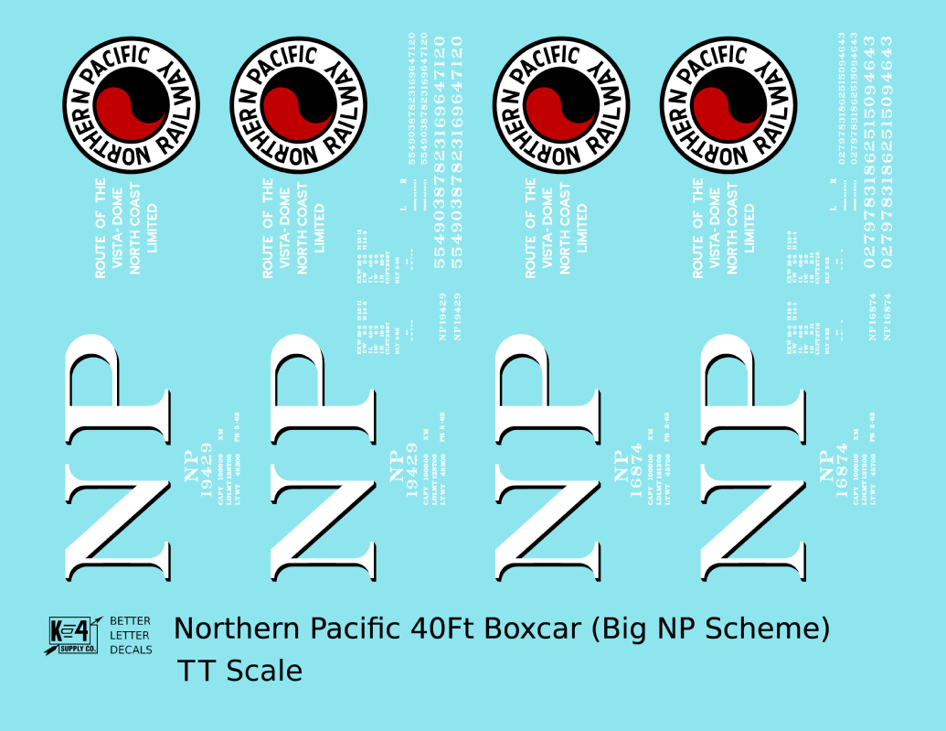 Northern Pacific 40 Ft Boxcar White Black and Red Big NP