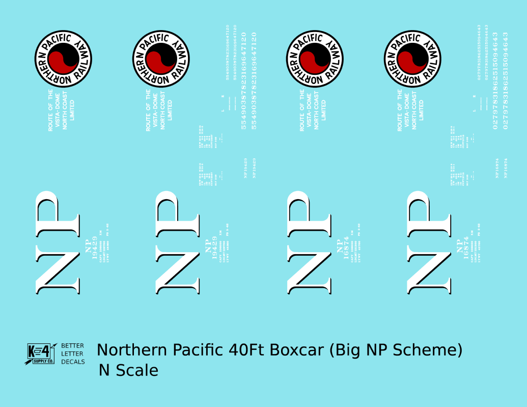 Northern Pacific 40 Ft Boxcar White Black and Red Big NP