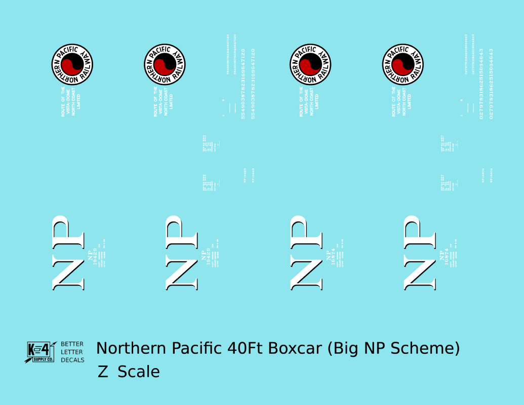 Northern Pacific 40 Ft Boxcar White Black and Red Big NP