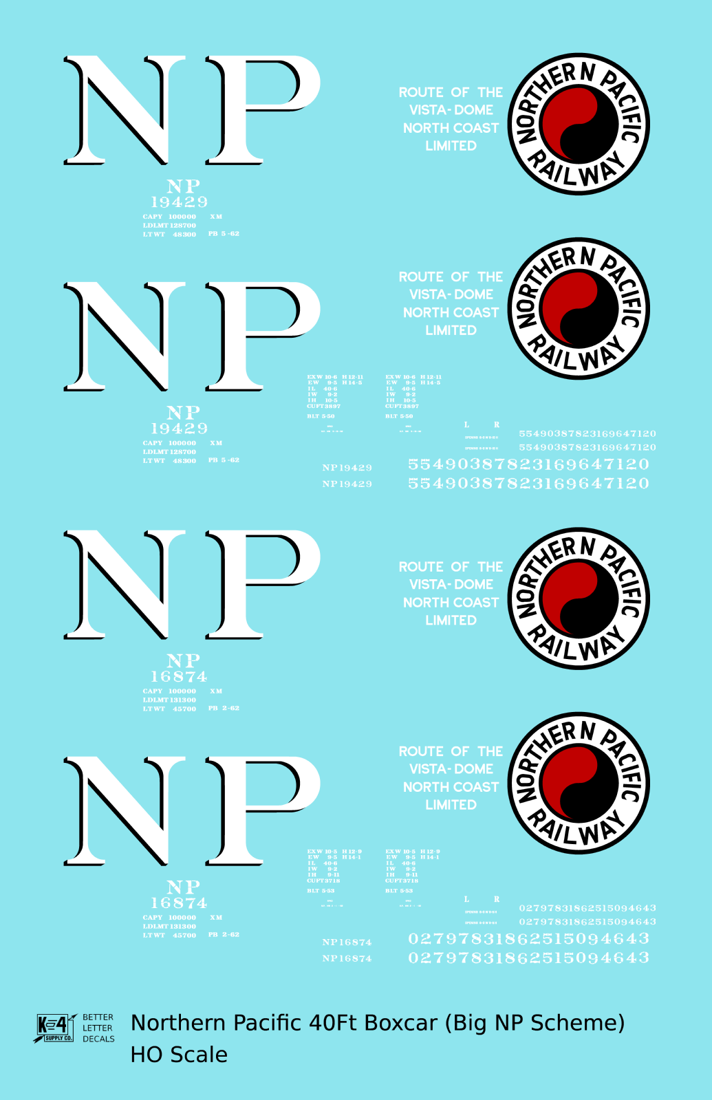 Northern Pacific 40 Ft Boxcar White Black and Red Big NP