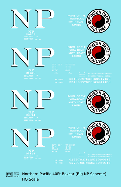 Northern Pacific 40 Ft Boxcar White Black and Red Big NP