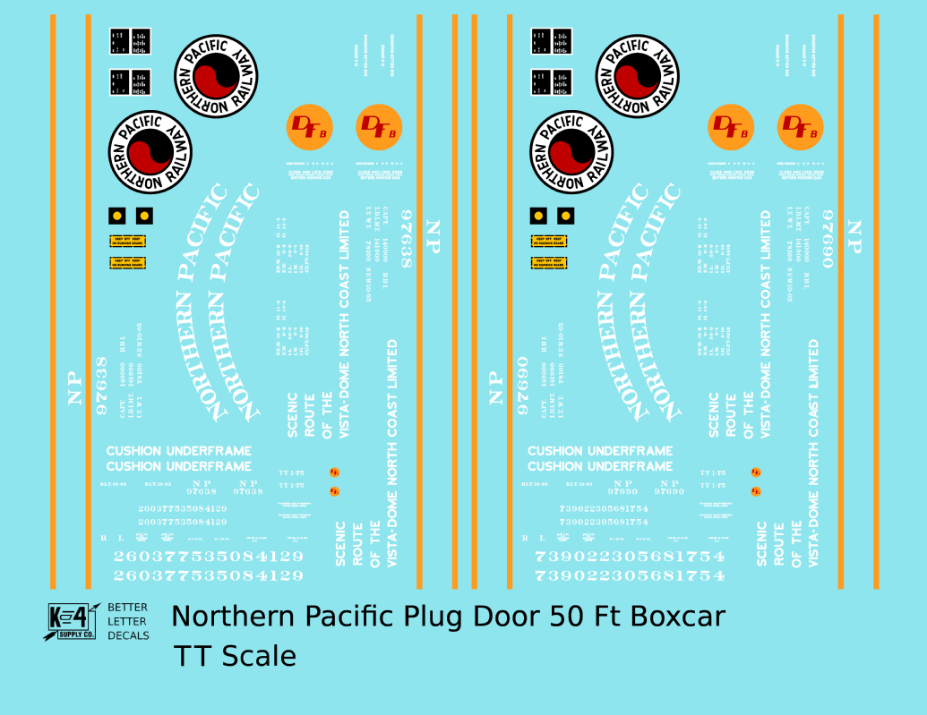 Northern Pacific 50 Ft Plug Door Boxcar White and Orange